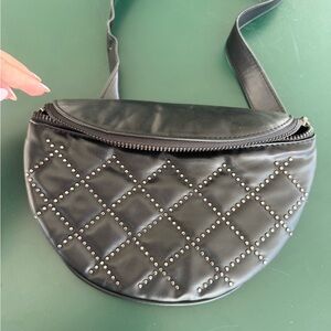 Zara Black Quilted Leather Crossbody Bag